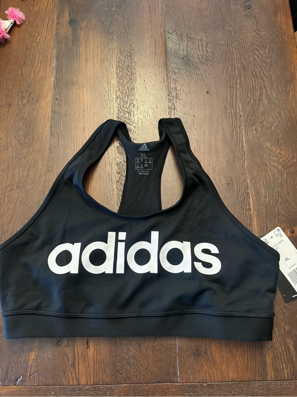 NWT- adidas Black Sports Bra with White Logo